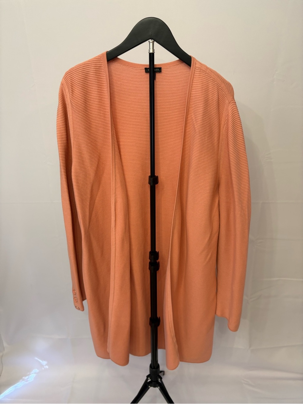 Talbots Peach Open-Front Ribbed Cardigan